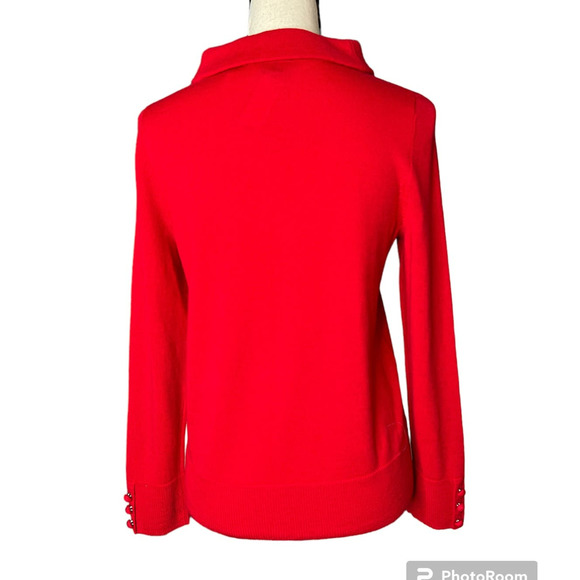 NEW Talbots Boatneck Sweater w/Rolled Neckline Size MP in Red Pure Merino Wool - Picture 2 of 6